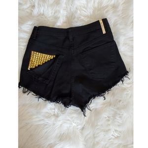 High Waisted Distressed Black Jean Shorts